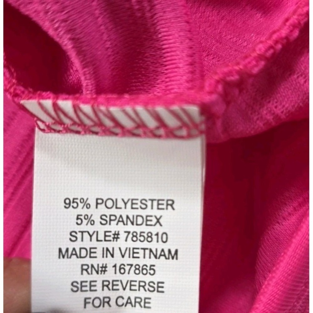 NWT NY Collection Pink Pearl Neck Shift Dress Large L Hot Pink Bell Sleeve - Picture 11 of 11